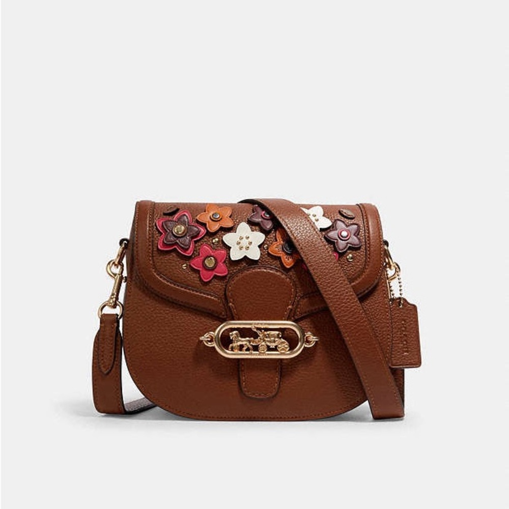 Coach Jade Saddle Bag With Daisy Applique